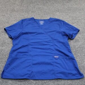 Cherokee Revolution Workwear Scrub Top Blue Medical Nursing Uniform‎ L